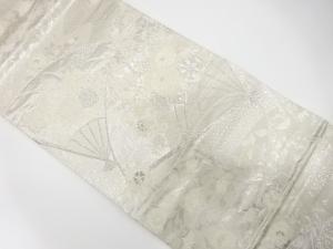 アンティーク　扇に花車・古典柄織り出し袋帯（着用可）